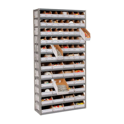 13 Shelves Steel Bin Storage Rack 36L" x 12"W x 73"H w/ 72 Corrugated Bins