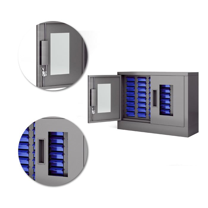 40-Drawer Steel Storage Cabinet with Lockable Doors - 24.5" Wide