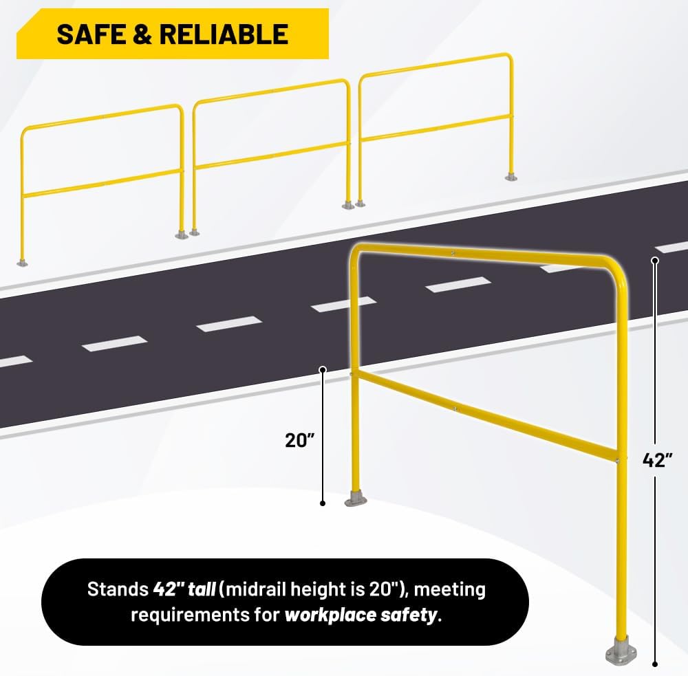 72"L Industrial Safety Guard Rail - High-Visibility Yellow