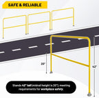 72"L Industrial Safety Guard Rail - High-Visibility Yellow