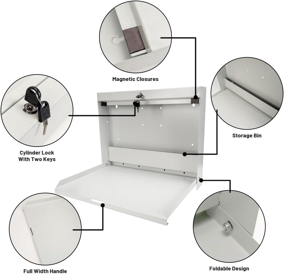 Wall Mount Folding Desk - Key Lock Security