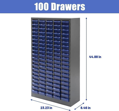 100-Bin Steel Parts Cabinet - Small Component Organizer