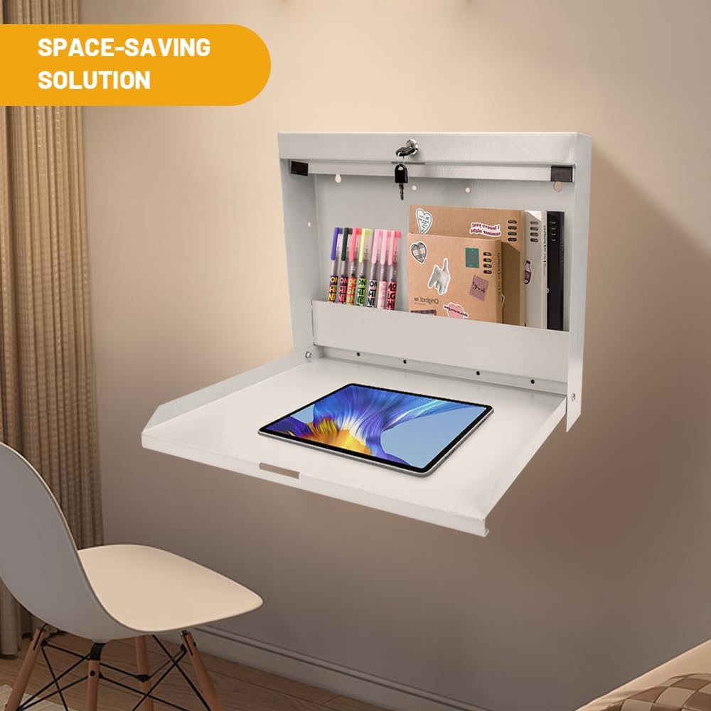 Wall Mount Folding Desk - Key Lock Security