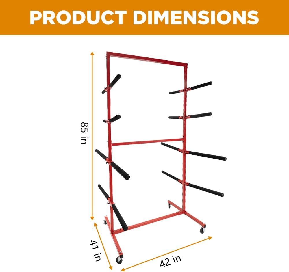 Mobile Bumper Storage Rack - 8 Pairs of Arms