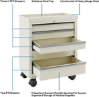 5-Drawer Medical Rolling Cabinet - Stainless Steel Top