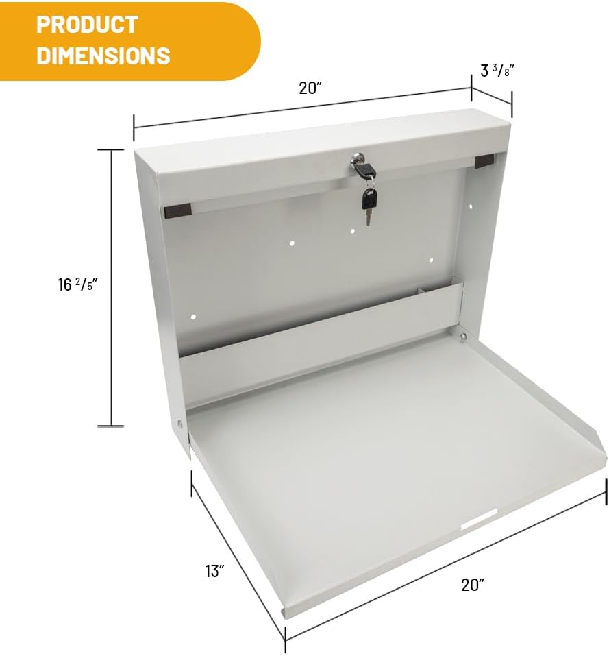 Wall Mount Folding Desk - Key Lock Security