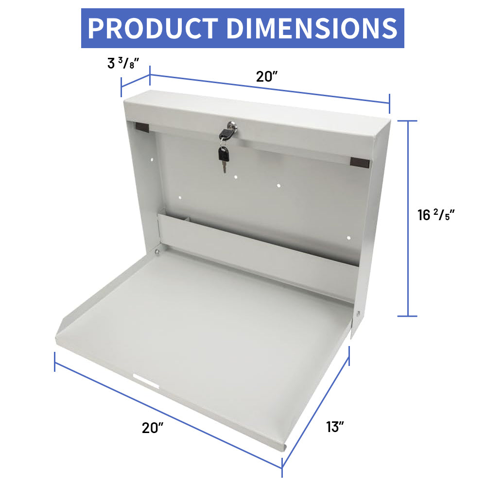 Wall Mount Folding Desk - Key Lock Security