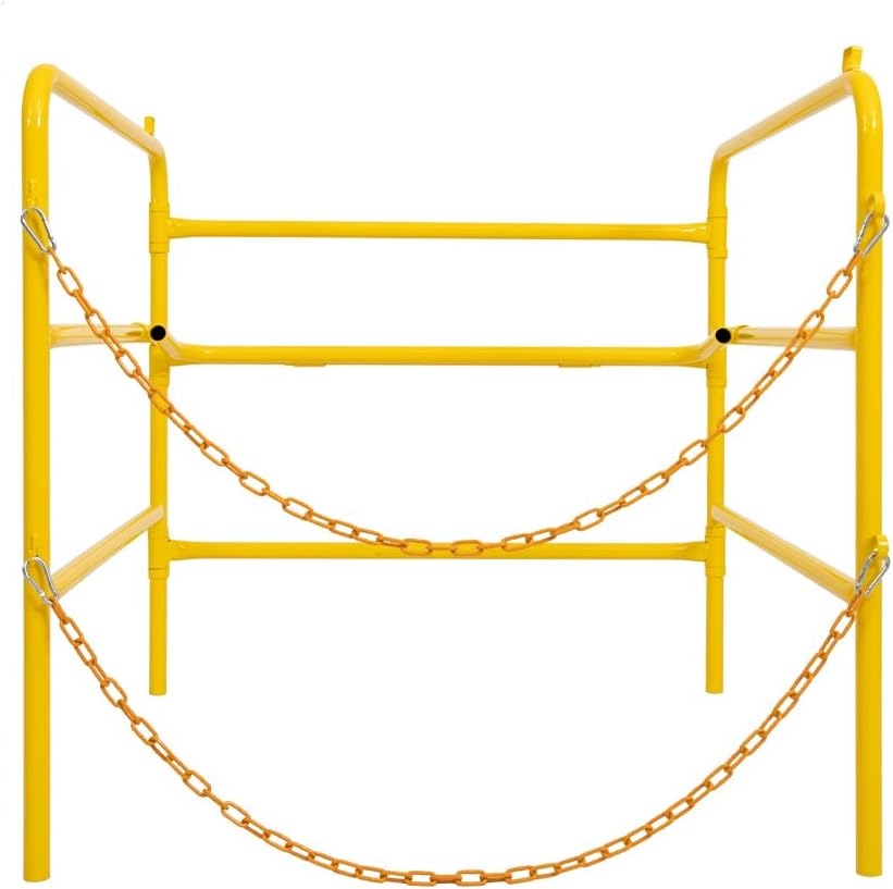 Yellow Safety Manhole Guard Rail - Collapsible Steel Barrier