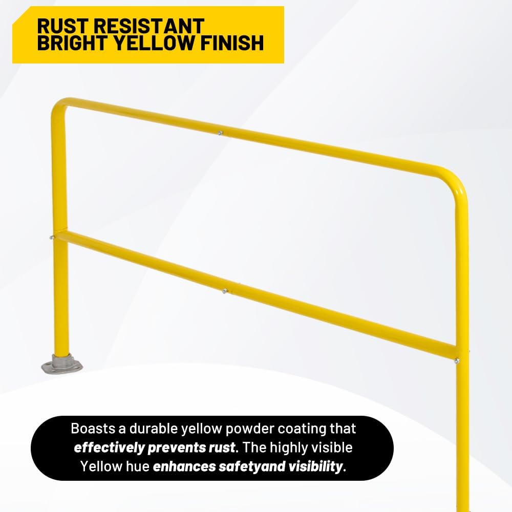 72"L Industrial Safety Guard Rail - High-Visibility Yellow