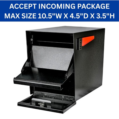 Large Capacity Package Mailbox 12"W x 21.5"D x 16"H, Post Mount Curbside Locking Mailbox