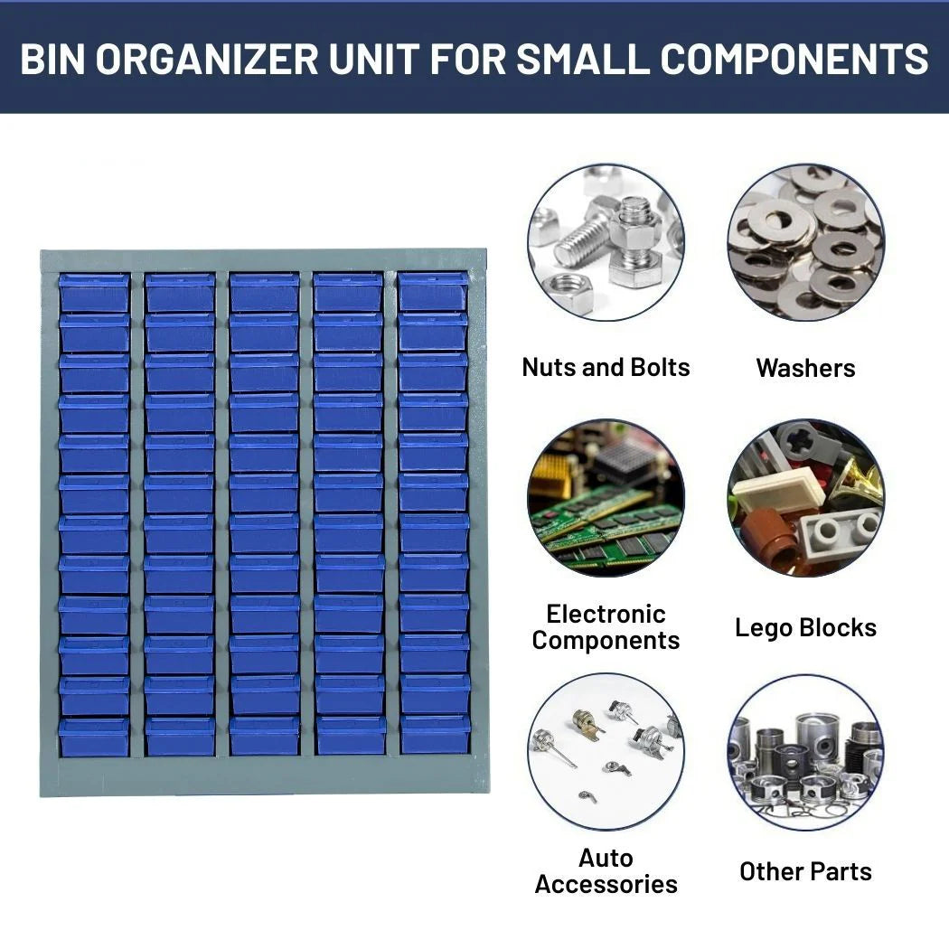 60-Drawers Steel Parts Organizer - Heavy-Duty ABS Drawers