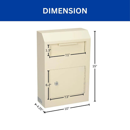 Wall Mount Depository Drop Box 10"W x 4.25"D x 15"H, Locking Mailbox