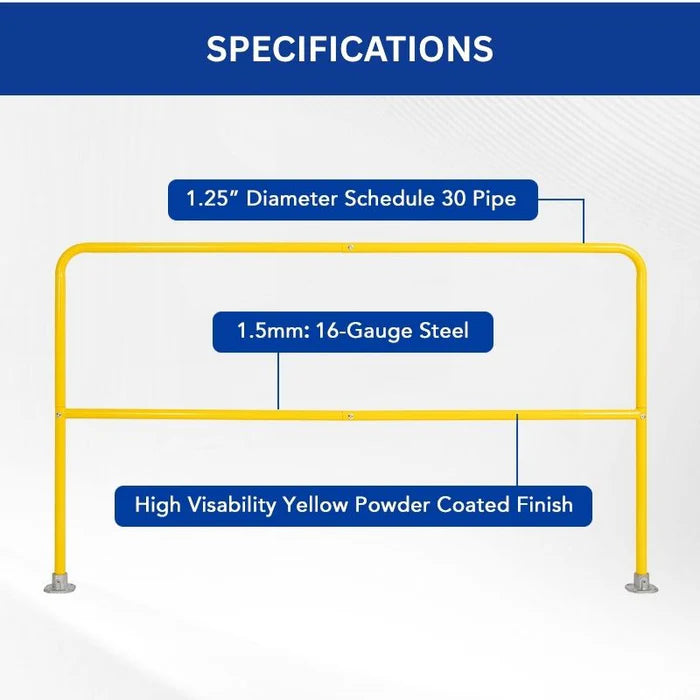 72"L Industrial Safety Guard Rail - High-Visibility Yellow