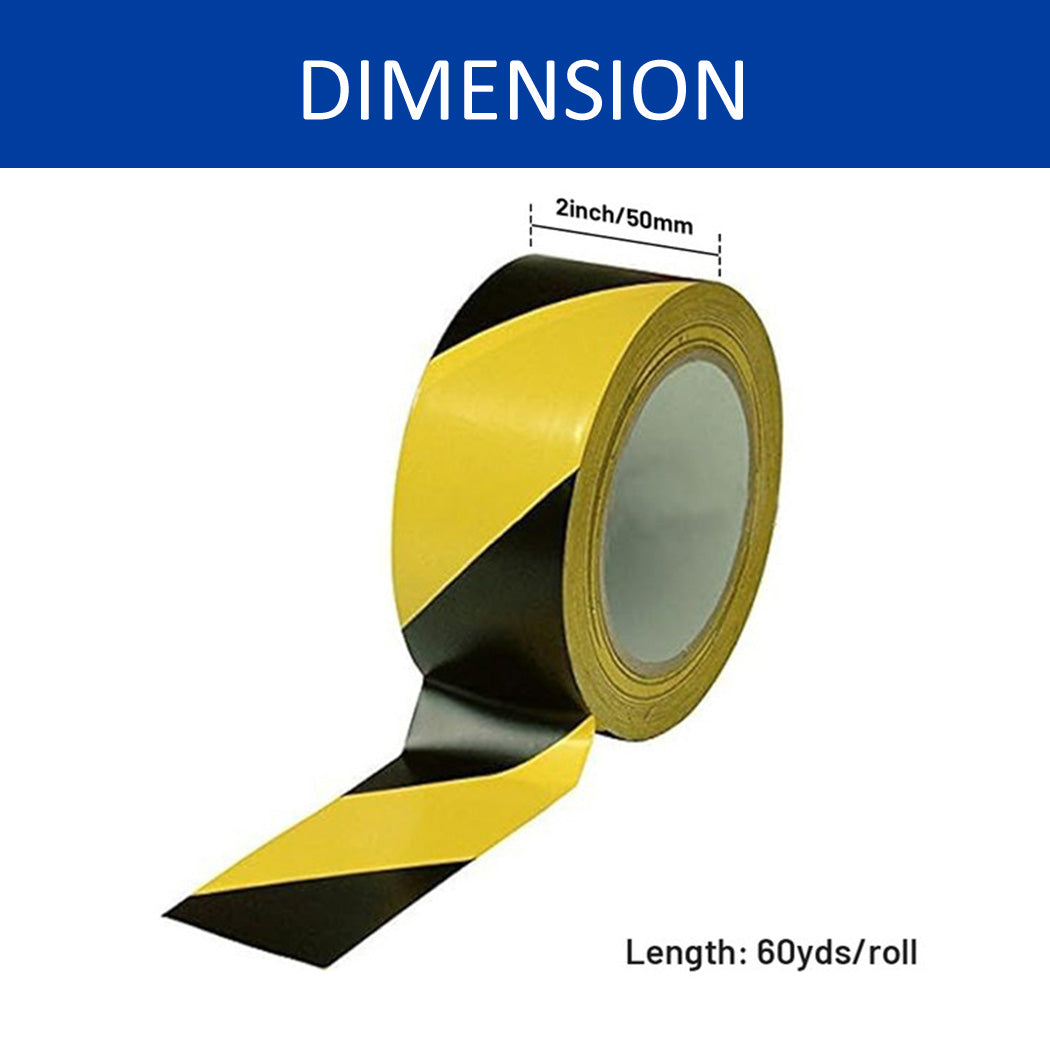 2" x 36Yd Yellow/Black Safety Tape 6 Mil, Industrial Hazard Warning Tape, 24 Roll