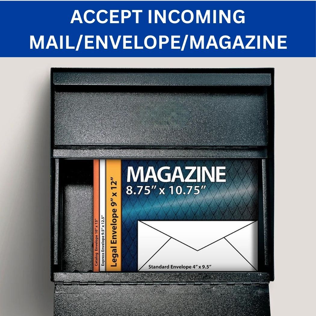 Horizontal Locking Mailbox 15.4"W x 5.75"D x 14.75"H, Wall Mount for Mail, Magazine and Large Envelope