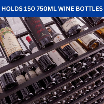 Wine Bottle Rack, 150 Bottle Capacity, 39"L x 16"W x 70"H