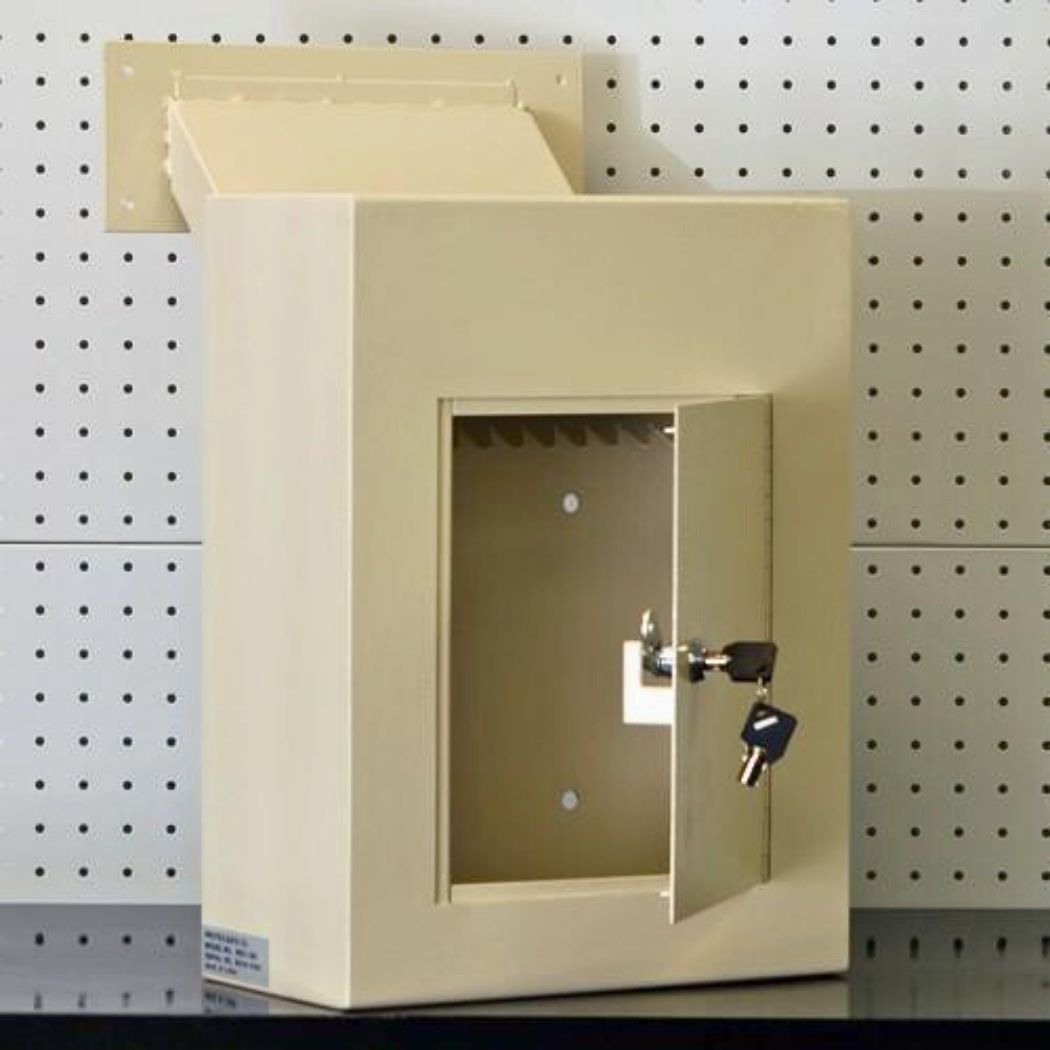 Through-Wall Depository Drop Box w/ Adjustable Chute 12"W x 6"D x 16"H, Locking Mailbox