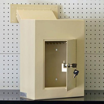 Through-Wall Depository Drop Box w/ Adjustable Chute 12"W x 6"D x 16"H, Locking Mailbox