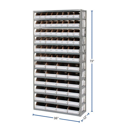 13 Shelves Steel Bin Storage Rack 36L" x 12"W x 73"H w/ 72 Corrugated Bins