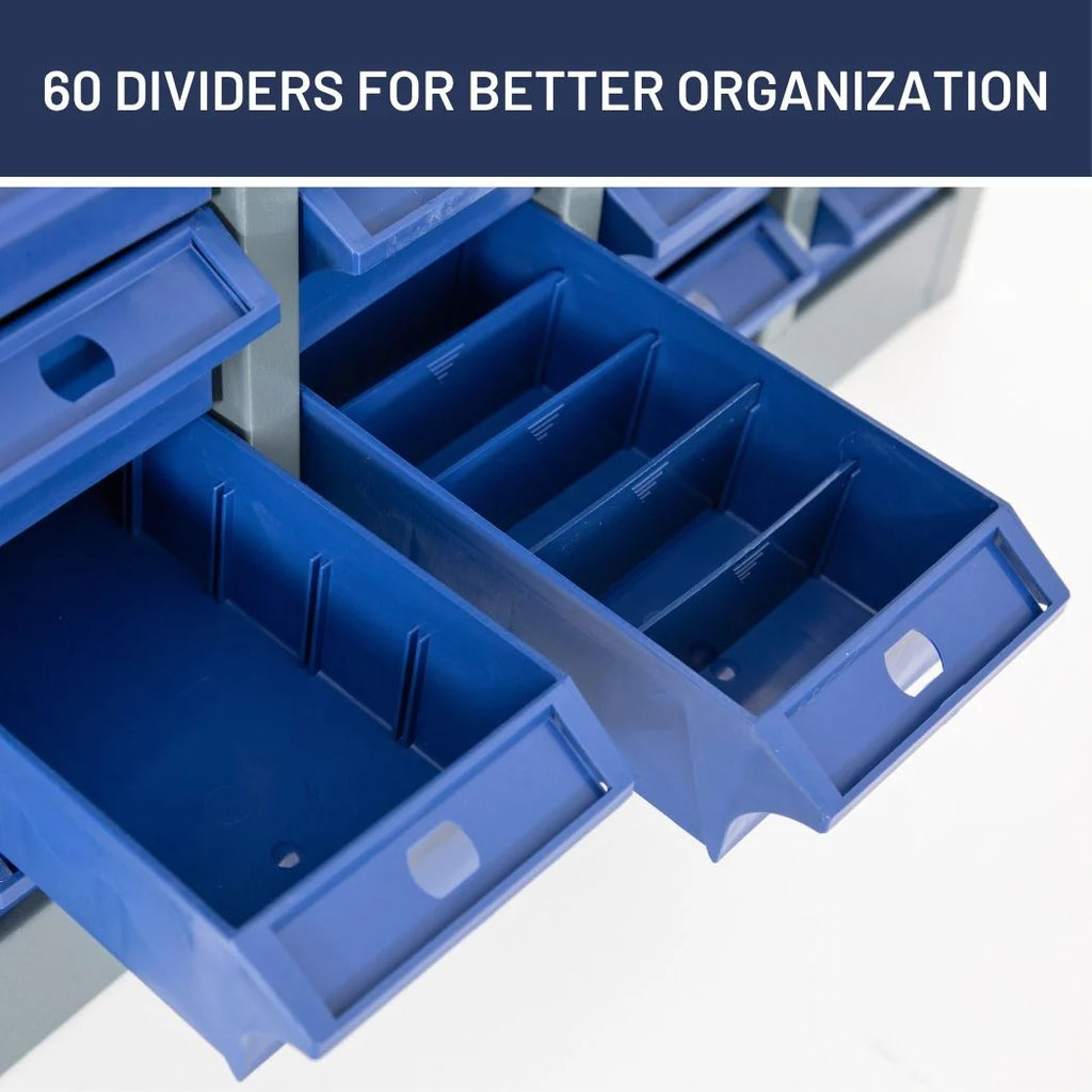 60-Drawers Steel Parts Organizer - Heavy-Duty ABS Drawers