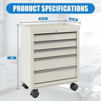 5-Drawer Medical Rolling Cabinet - Stainless Steel Top