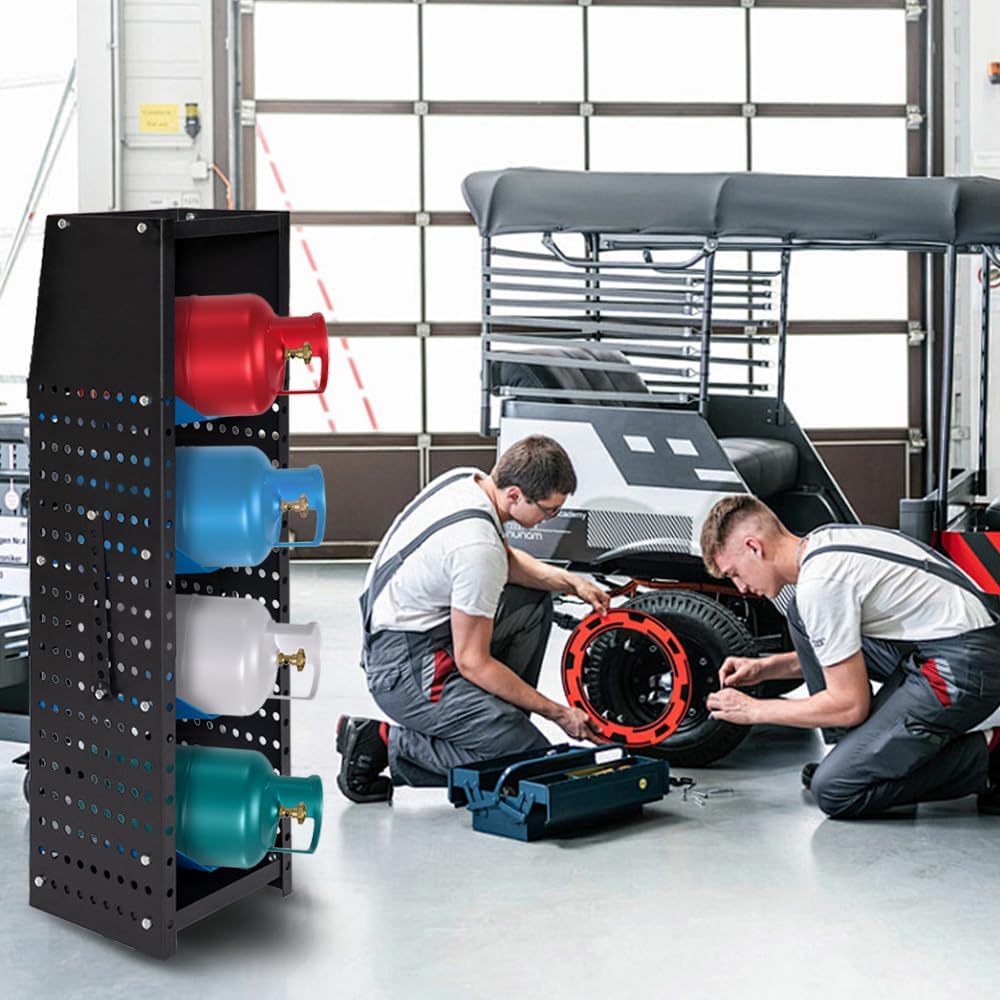 4-Shelf Refrigerant Tank Rack - Adjustable Storage