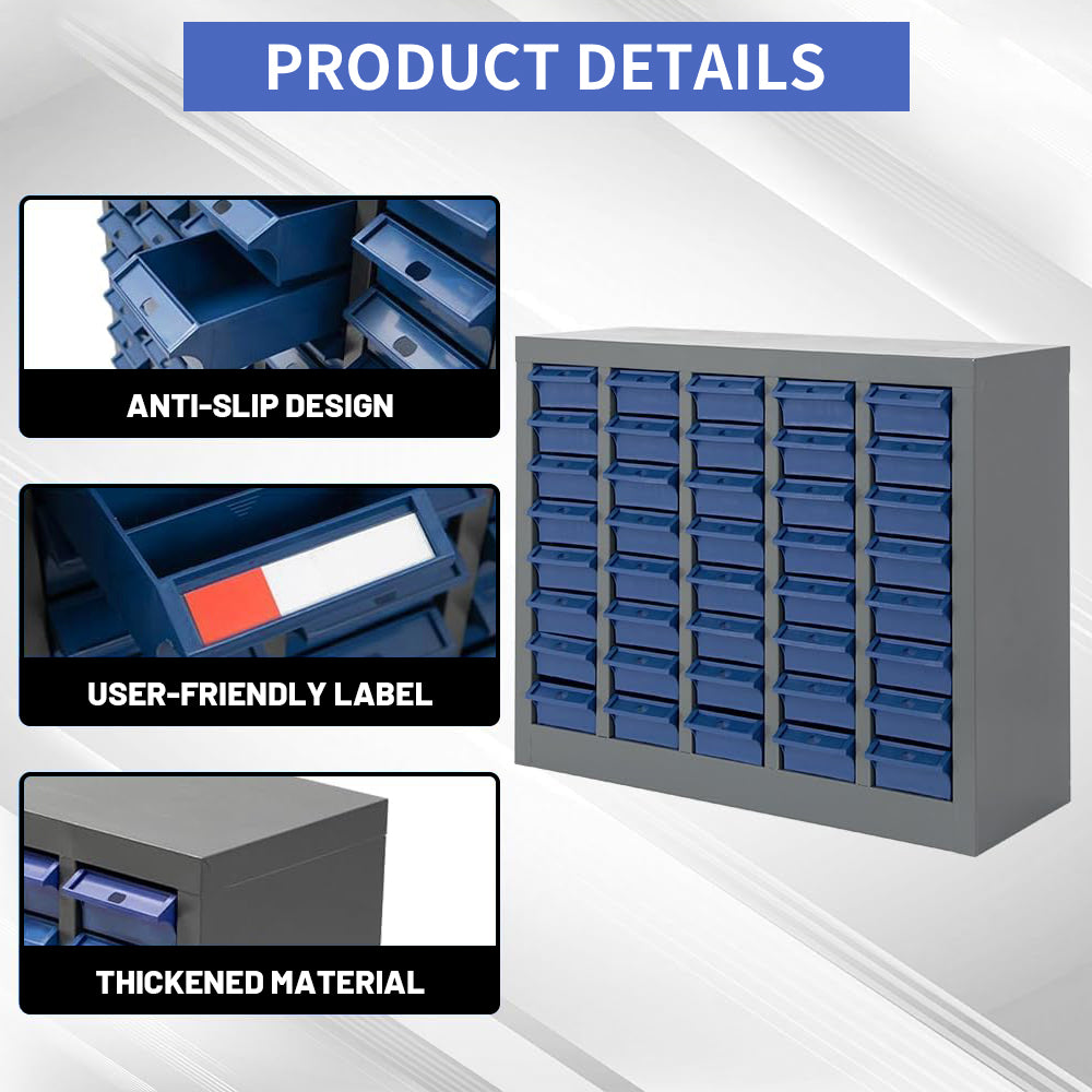 40-Drawer Steel Hardware Cabinet - Adjustable Drawers