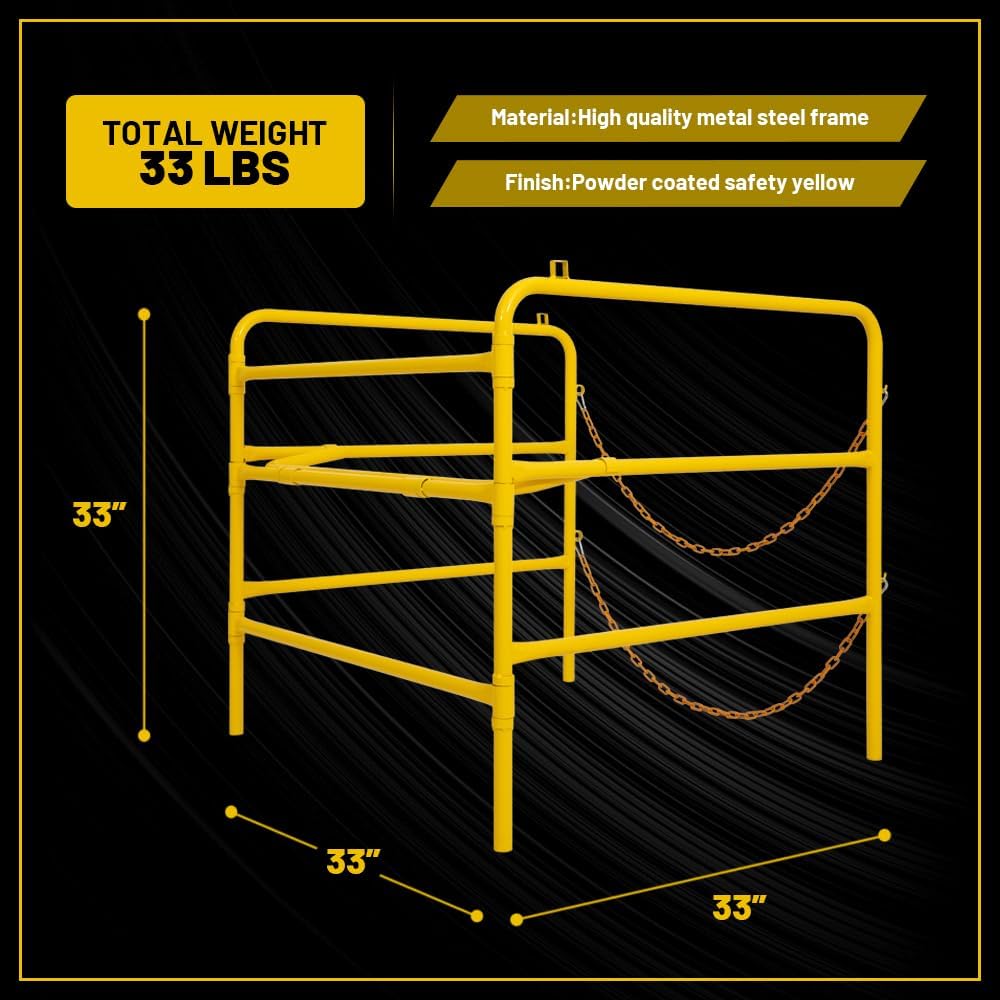 Yellow Safety Manhole Guard Rail - Collapsible Steel Barrier