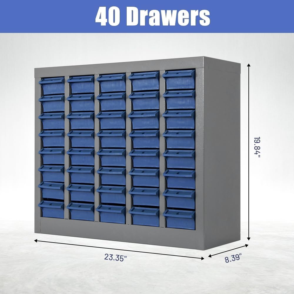 40-Drawer Steel Hardware Cabinet - Adjustable Drawers