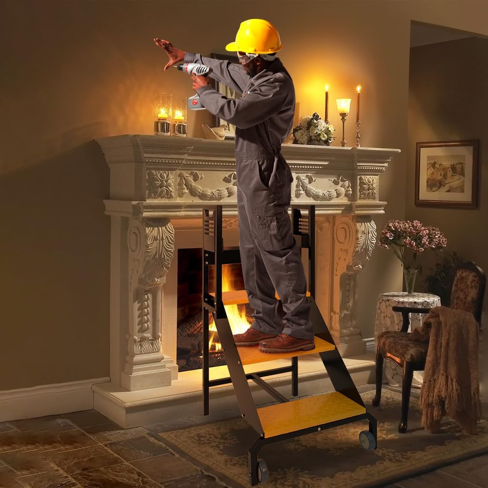 3-Step Heavy Duty Rolling Ladder - 440 lbs Capacity