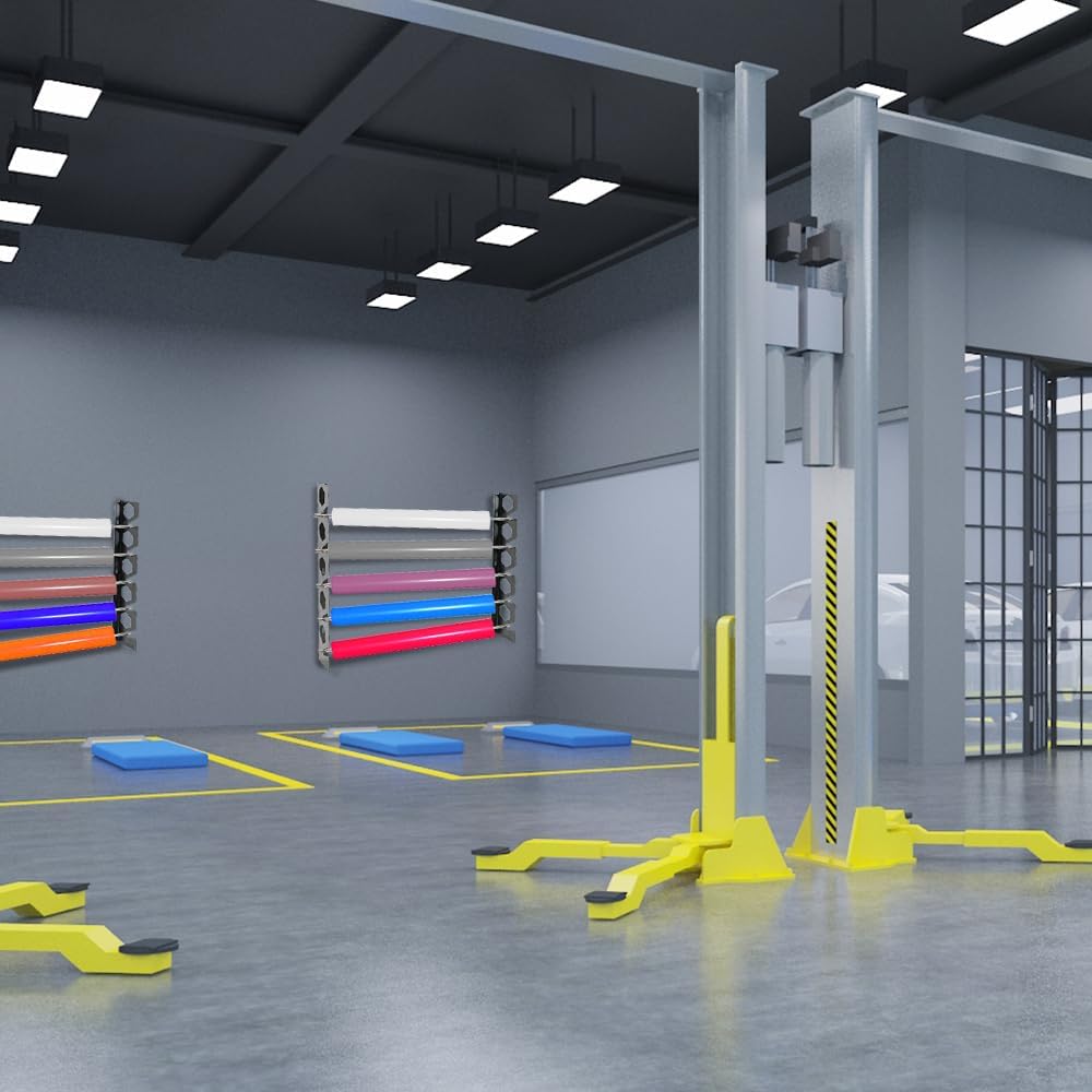 10-Roll Wall-Mounted Vinyl Rack - Stainless Steel Tubes