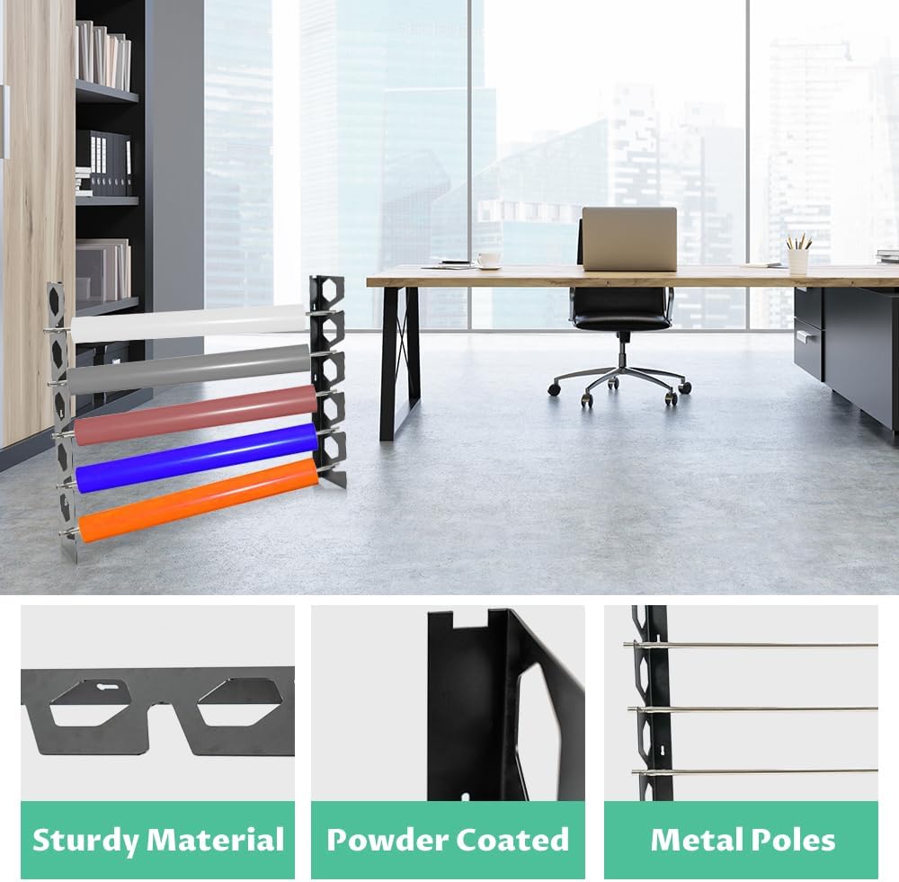 10-Roll Wall-Mounted Vinyl Rack - Stainless Steel Tubes