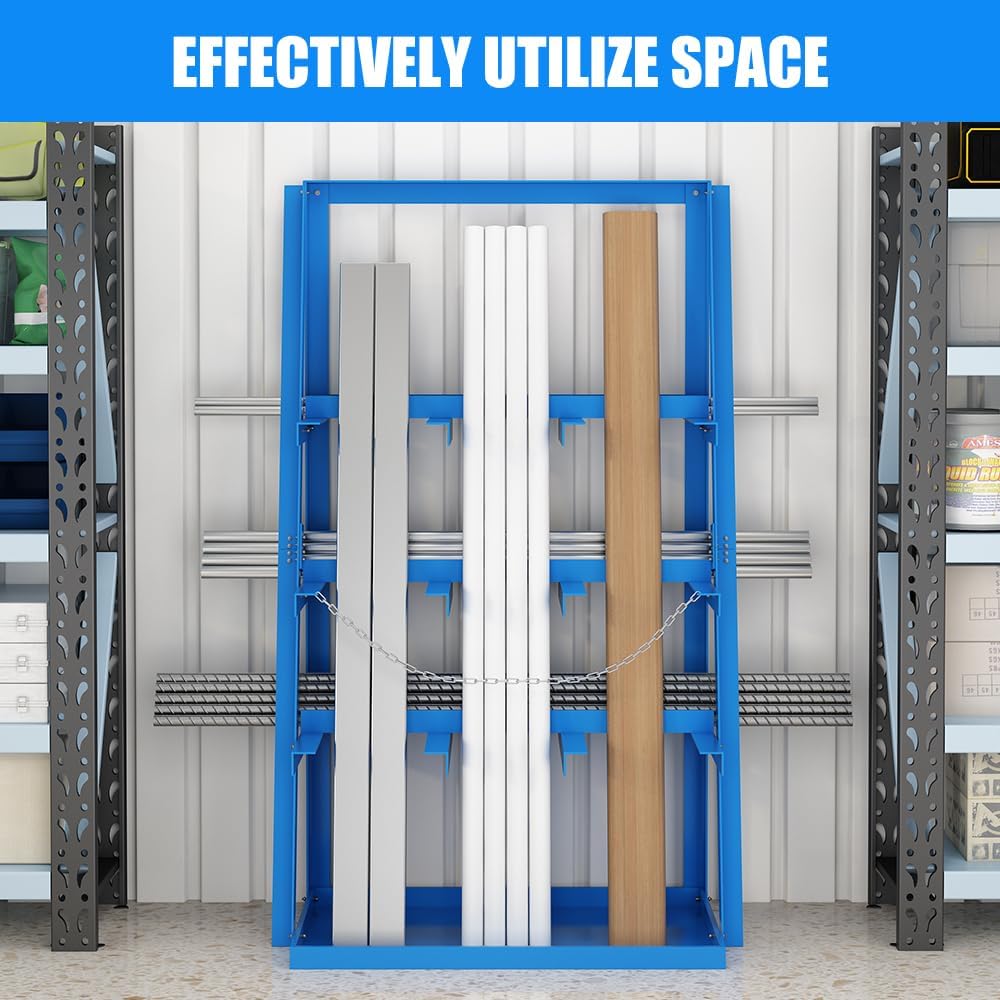 3-Bay Vertical Bar Storage Rack - 84" High Industrial Organizer