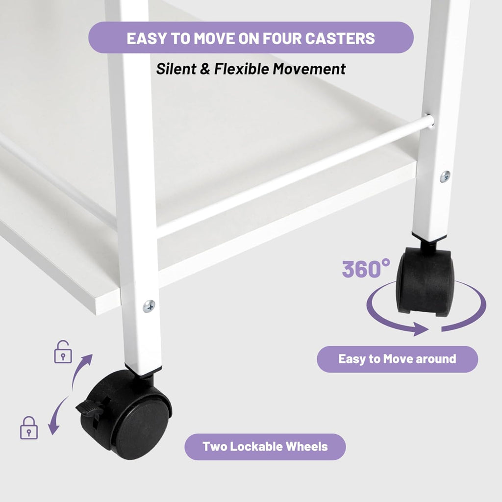 3-Tier Medical Lab Trolley - Professional Utility Station with Drawer