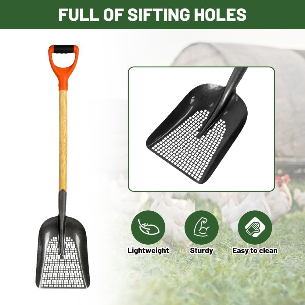 Carbon Steel Sand Sifting Shovel - Ergonomic D-Grip