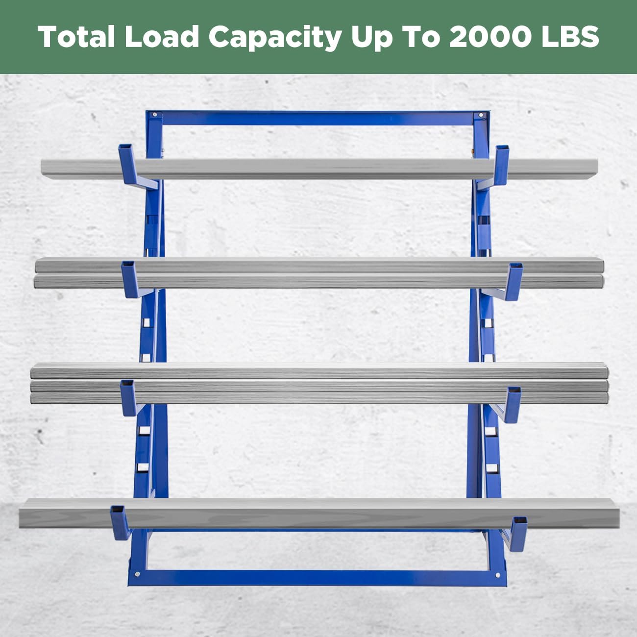 4-Tier Wall-Mounted Lumber Rack - 2000 lbs Capacity
