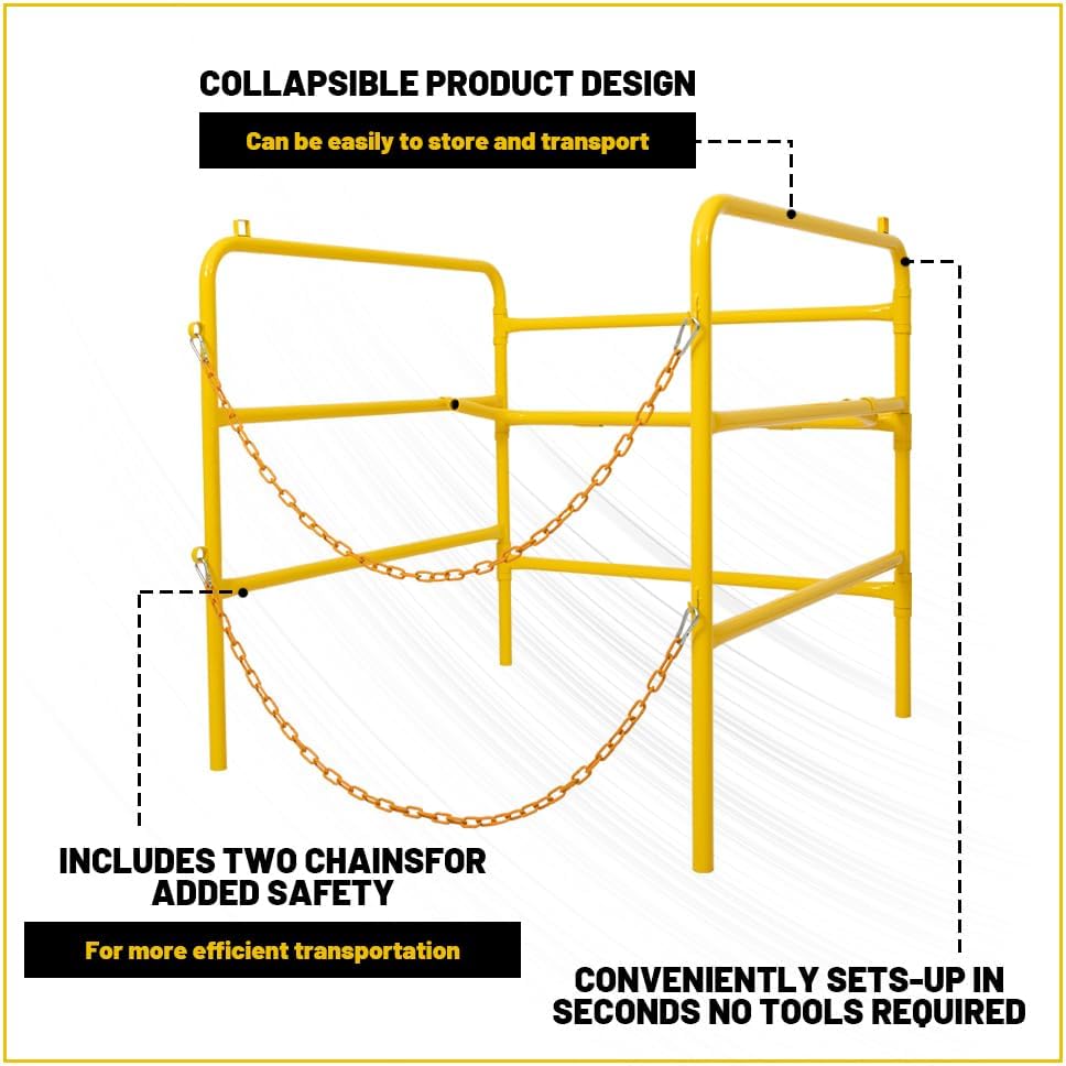 Yellow Safety Manhole Guard Rail - Collapsible Steel Barrier