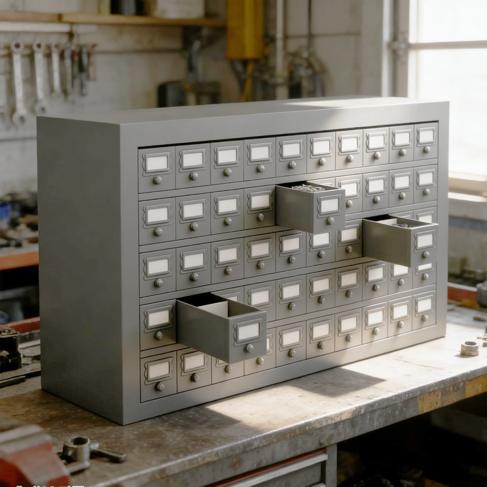 50-Drawer Metal Parts Cabinet - Gray Steel Tool Organizer