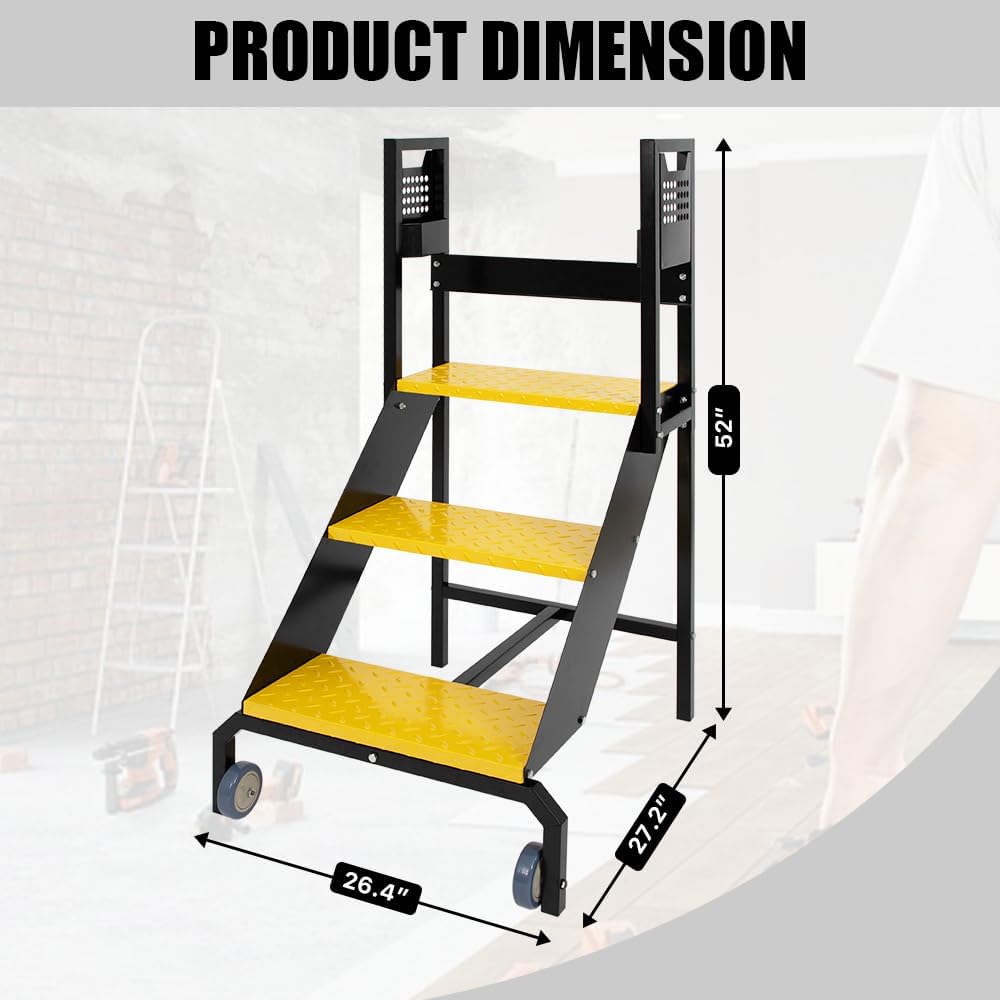 3-Step Heavy Duty Rolling Ladder - 440 lbs Capacity