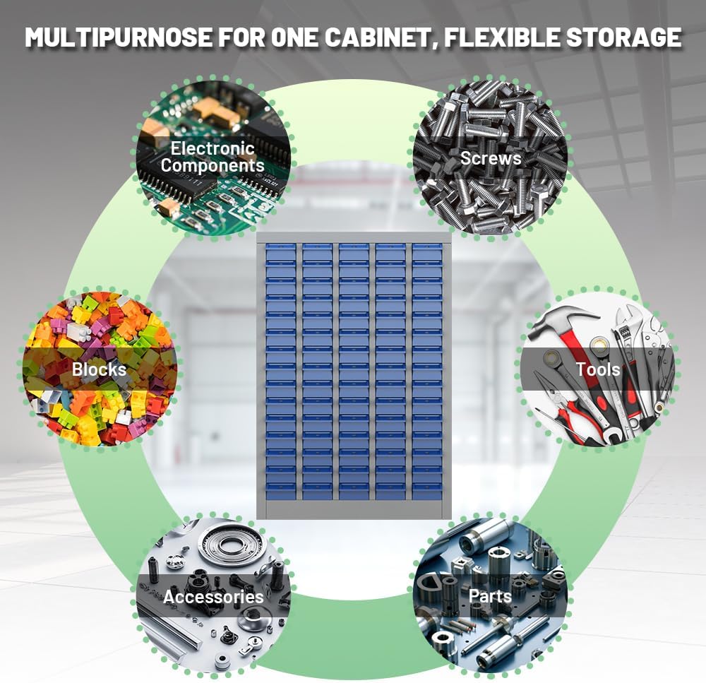 75-Drawer Steel Parts Cabinet - High-Capacity Hardware Organizer
