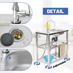 Stainless Steel Utility Sink - With Storage Shelves & Faucet