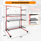 3-Tier Mobile Auto Body Parts Cart - Rolling Storage Rack