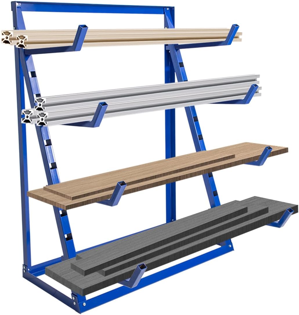 4-Tier Wall-Mounted Lumber Rack - 2000 lbs Capacity
