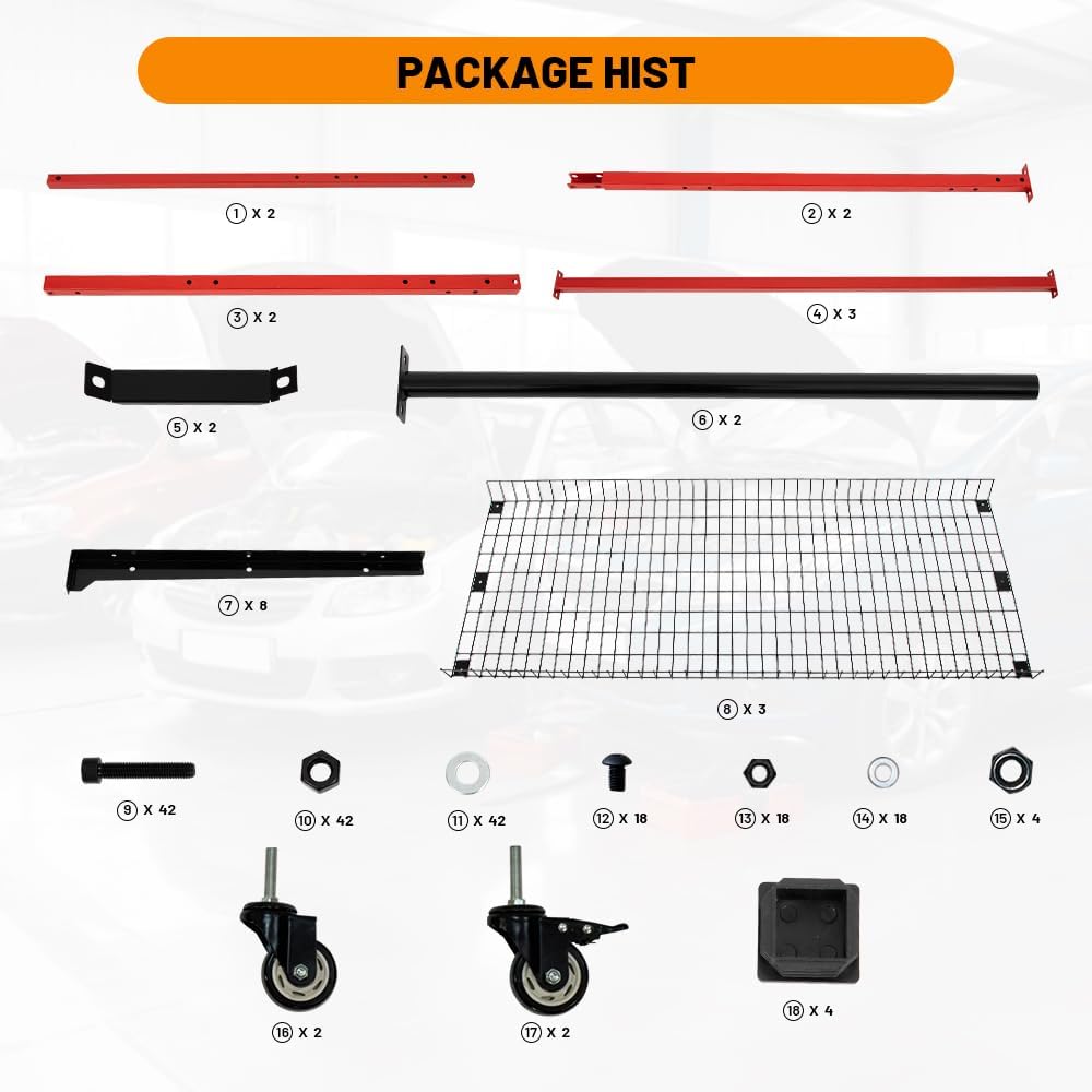 3-Tier Mobile Auto Body Parts Cart - Rolling Storage Rack