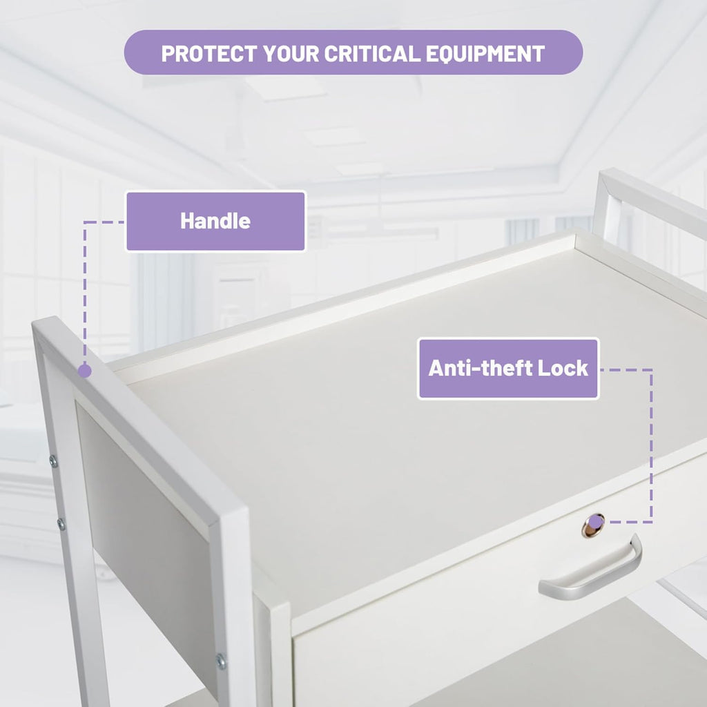 3-Tier Medical Lab Trolley - Professional Utility Station with Drawer