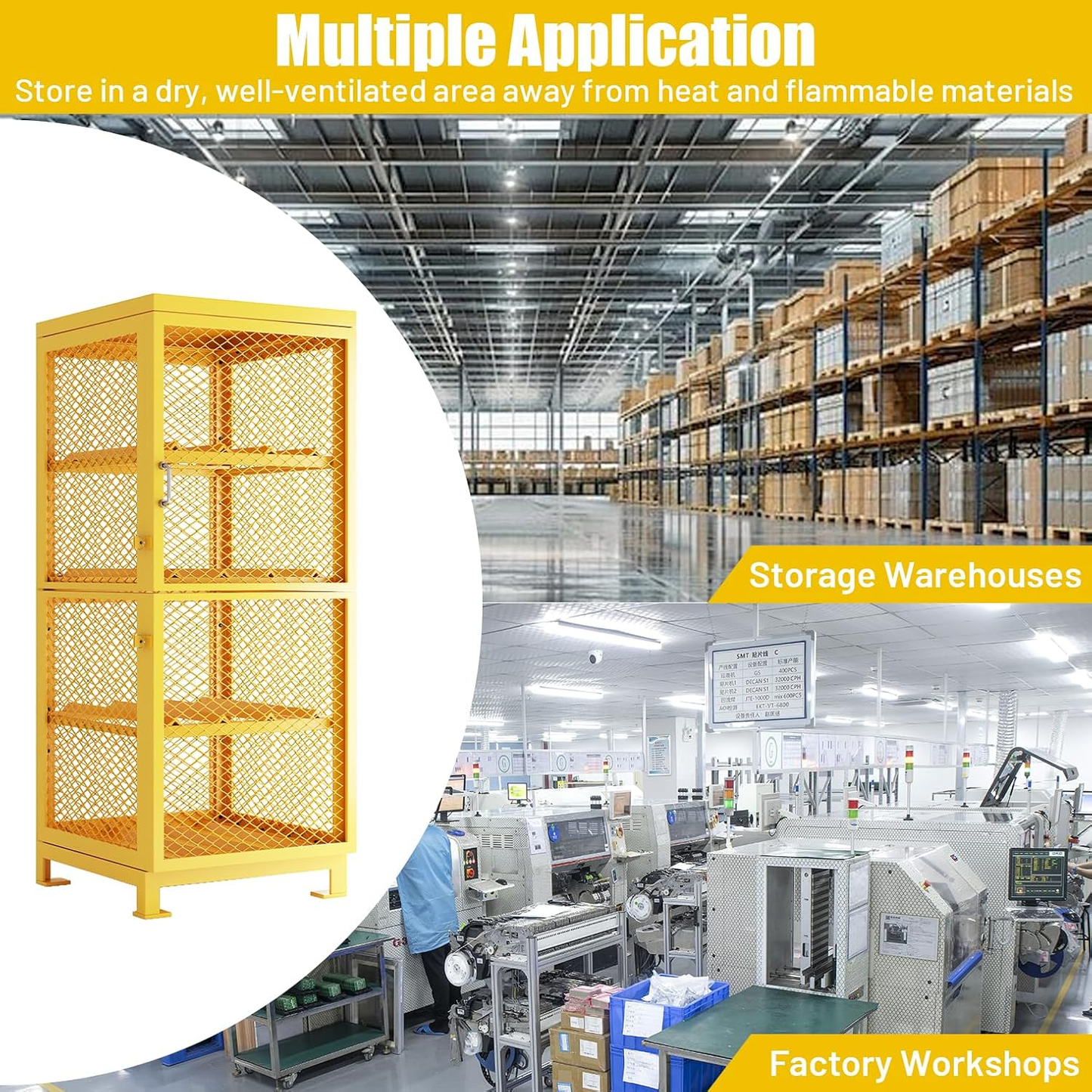 30"L x 30"W x 70"H Steel/Iron Horizontal Cylinder Storage Cabinet, 8 Cylinder Capacity, 4-Tier Propane Storage Cage with Lockable Single Doors