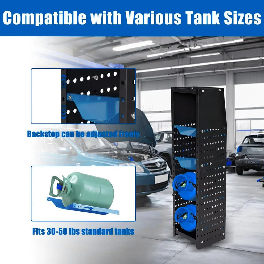4-Shelf Refrigerant Tank Rack - Adjustable Storage