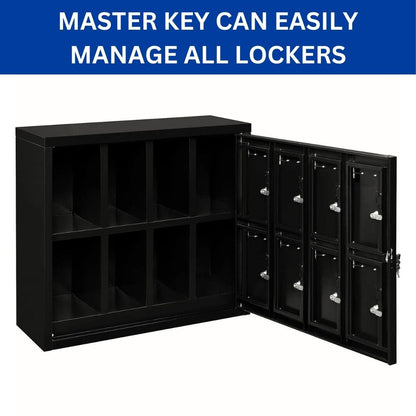 2-Tier 8 Door Cell Phone Locker w/ Individual Key Locks & Master Key, 28.5"L x 11.25"W x 26.75"H