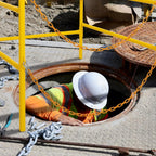 Yellow Safety Manhole Guard Rail - Collapsible Steel Barrier