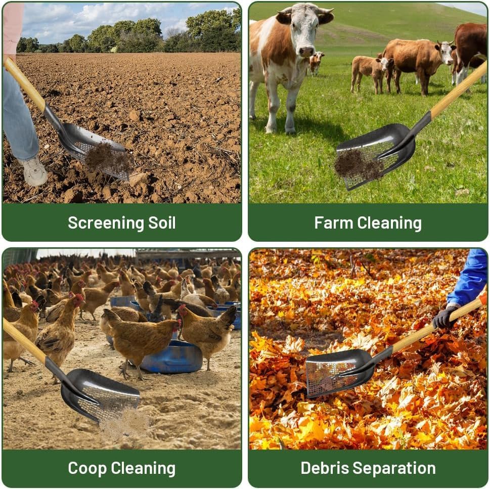 Carbon Steel Sand Sifting Shovel - Ergonomic D-Grip